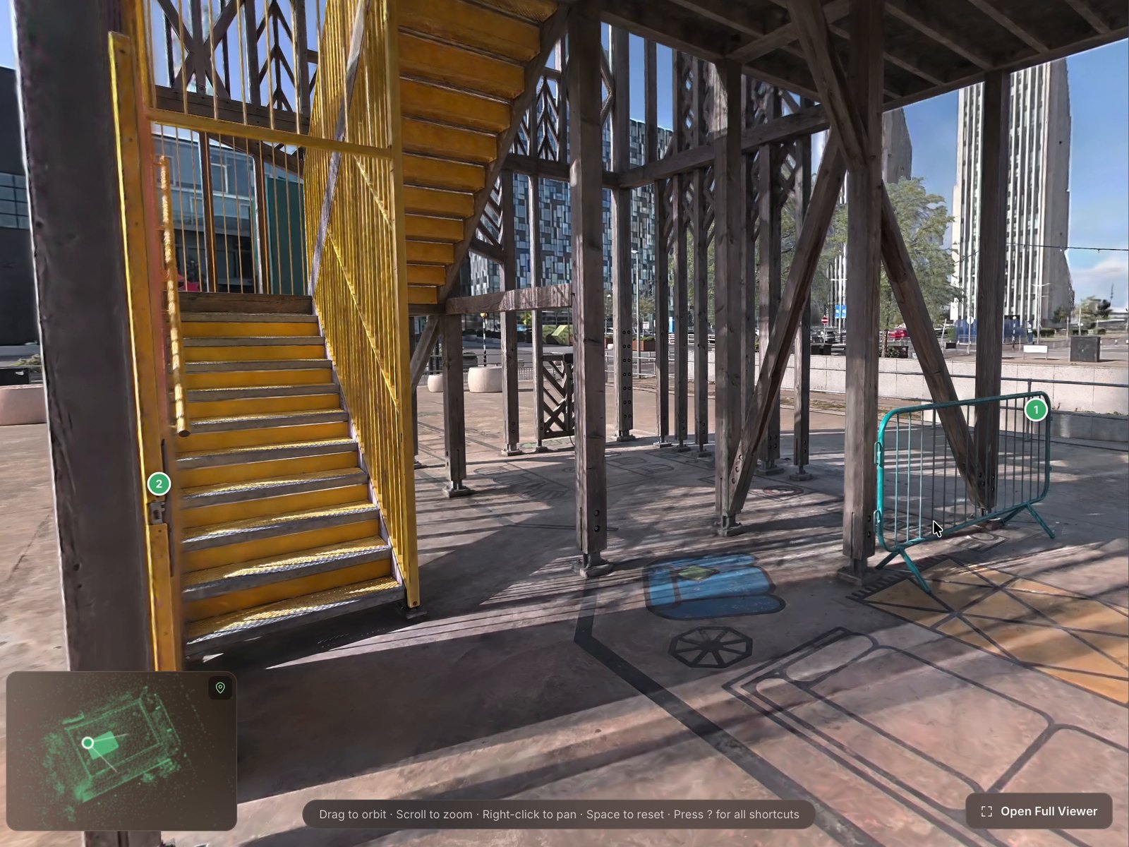 Lintel Hub viewer, two annotations pinned in the Canteen and Public Realm scan