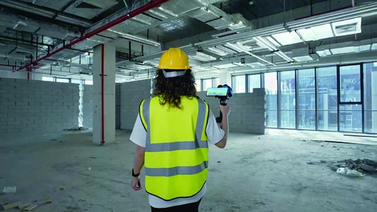 Capturing a stripped-out interior floor with the handheld scanner